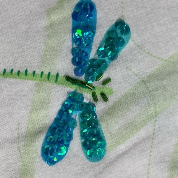 Lulu-B Dragonfly Print Long Sleeve Top - White and Blue - Picture 4 of 8